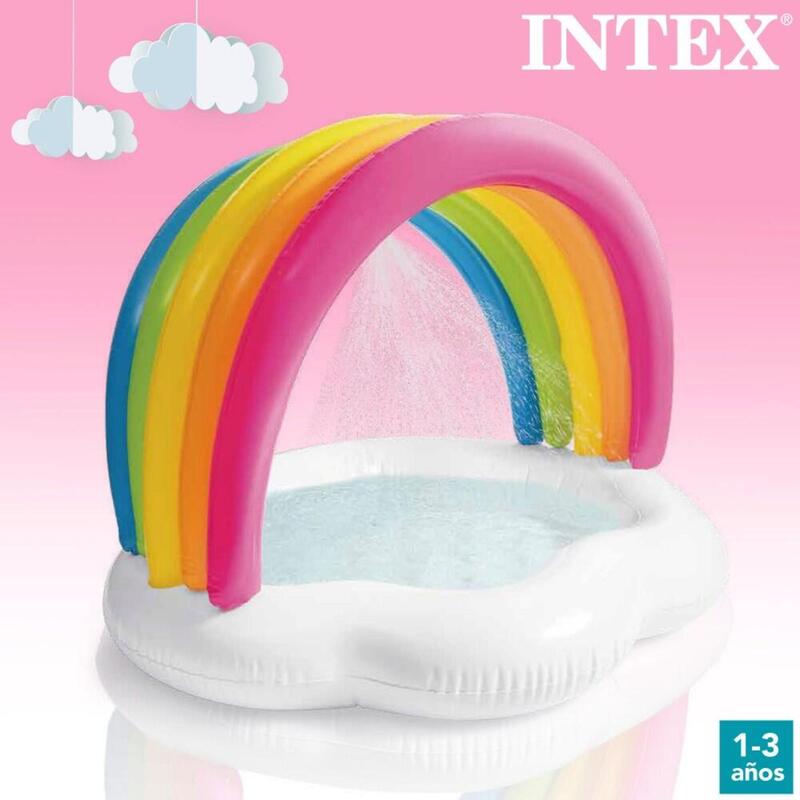 Piscina insuflável arco-íris com jato de água Intex 142x119x84 cm