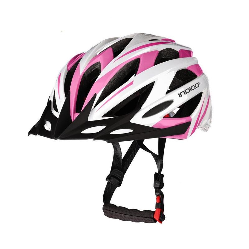 Casco de Bicicleta Adulto con 21 Ventilaciones INDIGO 55-61 cm Blanco- Rosa