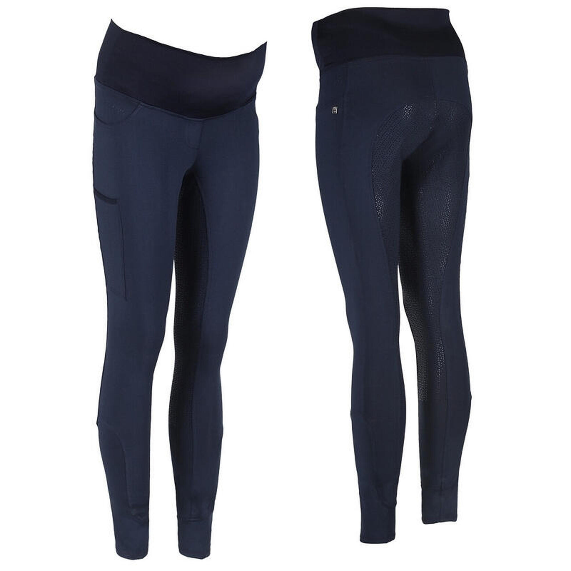 Qhp - Legging Équitation De Grossesse Full Grip Qhp - Pantalon D'Équitation - Bleu - 42 M/l - Decathlon