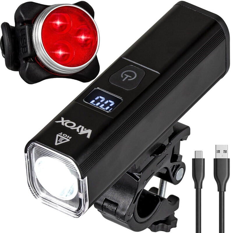 Kerékpár lámpa készlet VAYOX VA0071 + VA0117 első és hátsó USB