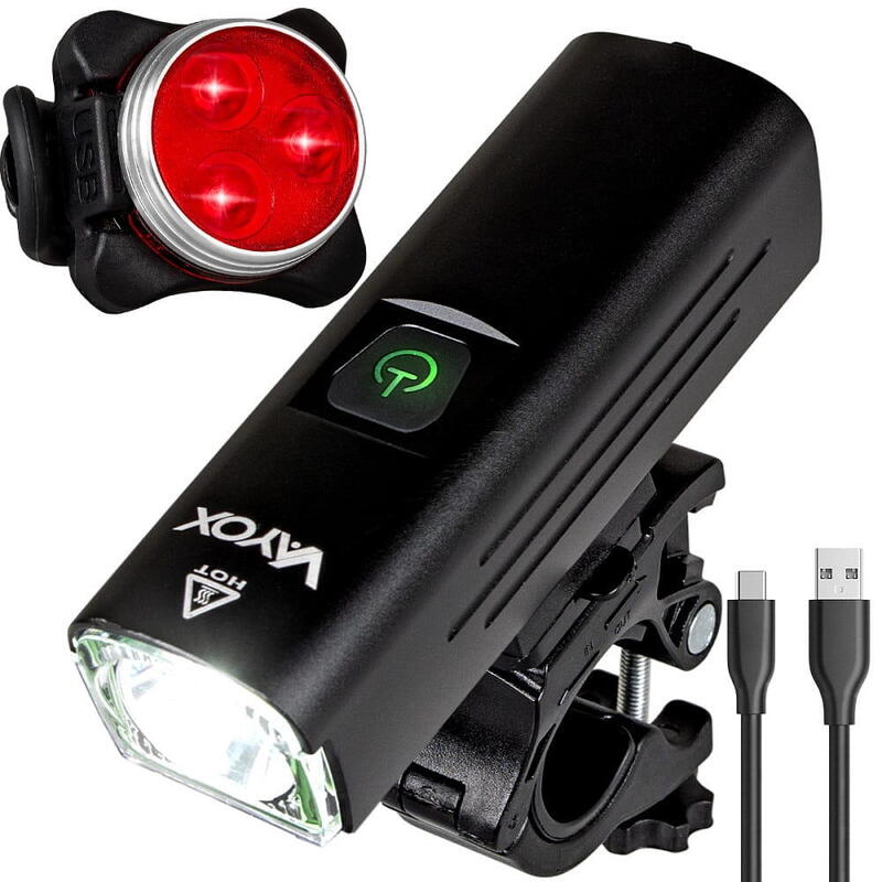 VAYOX VA0046 + VA0117 USB-fietsverlichtingsset voor en achter