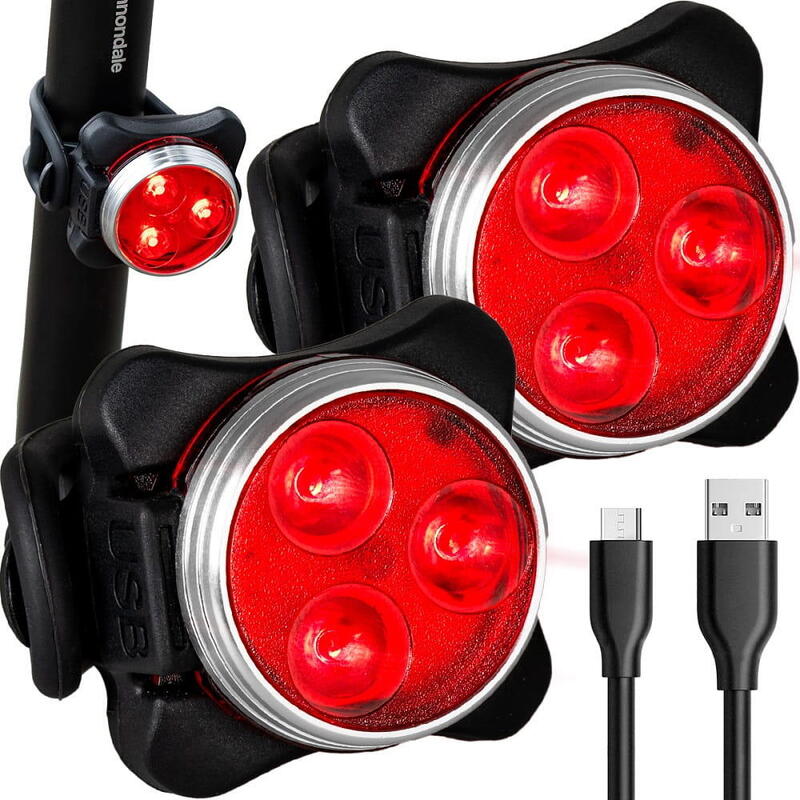 Lot de 2x éclairage de vélo arrière LED USB VAYOX VA0117