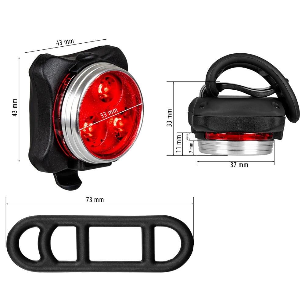Cyklistické zadní světlo VA0117 červené akumulátorové USB 6/7