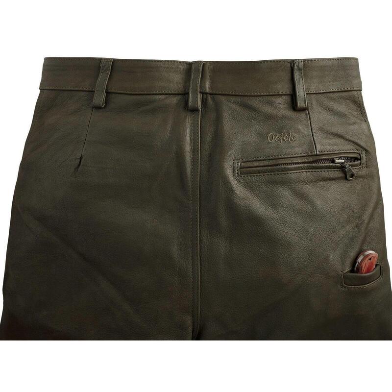 La Chasse® Lederhose aus Büffelleder (Kniebundhose) Herren strapazierfähig oliv