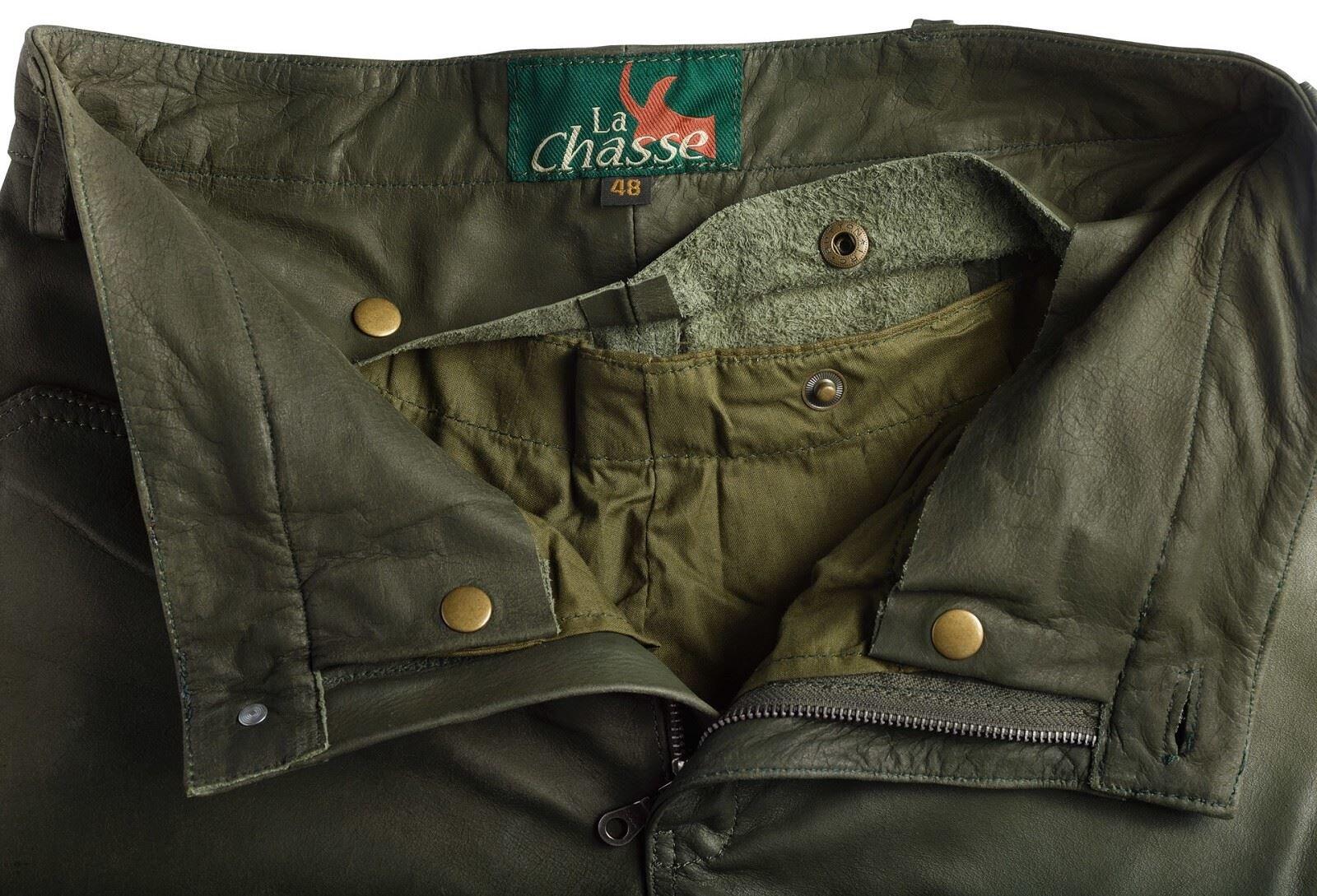 La Chasse® Lederhose aus Büffelleder (Kniebundhose) Herren strapazierfähig oliv 3/5