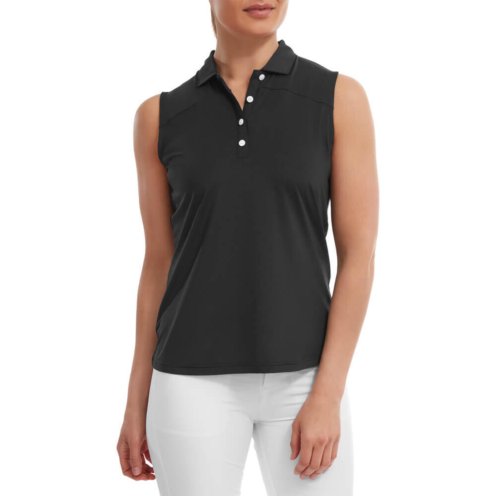 FOOTJOY FOOTJOY Golf Polo met korte mouwen Mouwloze Dames   Mesch Back Lisle  Zwart