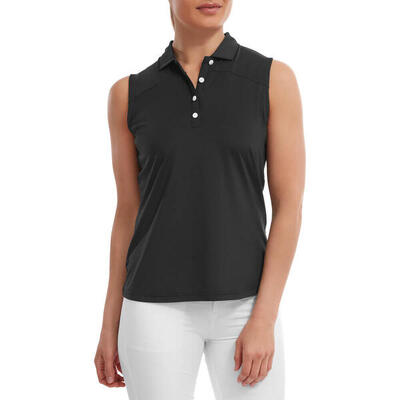 Mouwloze dames polo footjoy mesch back lisle zwart
