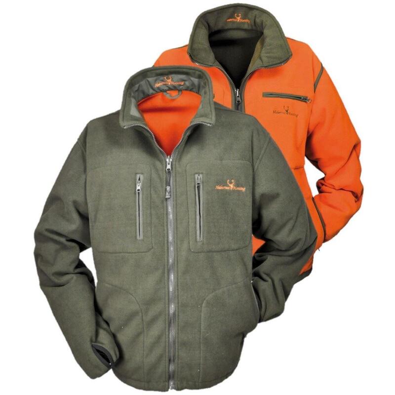 Hubertus® Wende-Fleecejacke "Helsinki" olivgrün/signalorange Jagdjacke Drückjagd