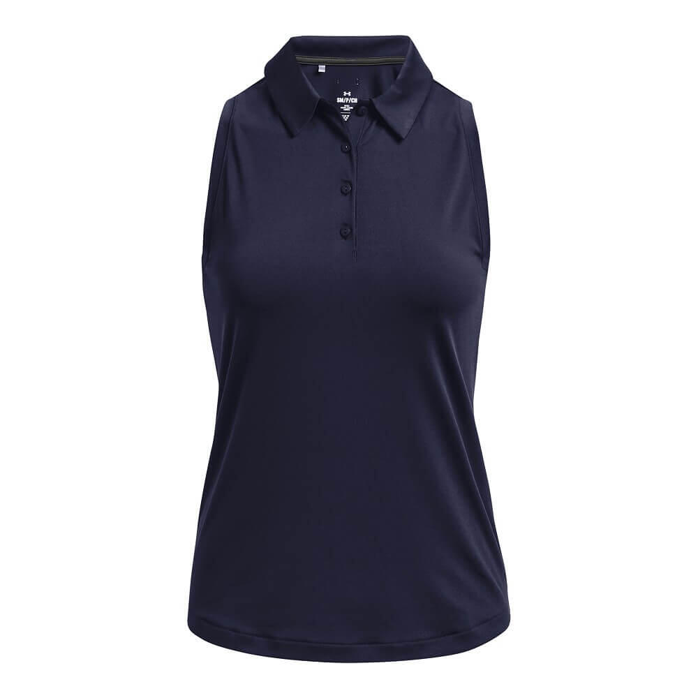Under Armour Zinger Mouwloze Golfpolo Midnight Navy Maat S 1/5