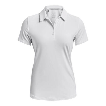Polo de golf pour femme Under Armour Zinger manches courtes blanc Halo gris