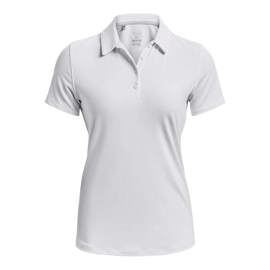 Polo de golf pour femme Under Armour Zinger manches courtes blanc Halo gris