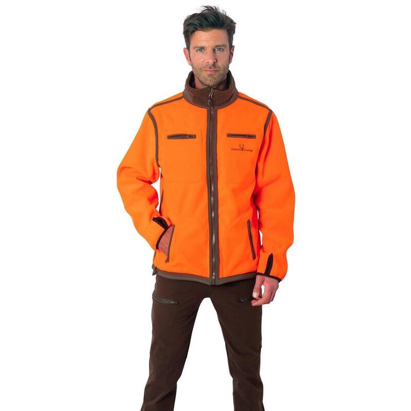 Hubertus® Wende-Fleecejacke "Helsinki" olivgrün/signalorange Jagdjacke Drückjagd