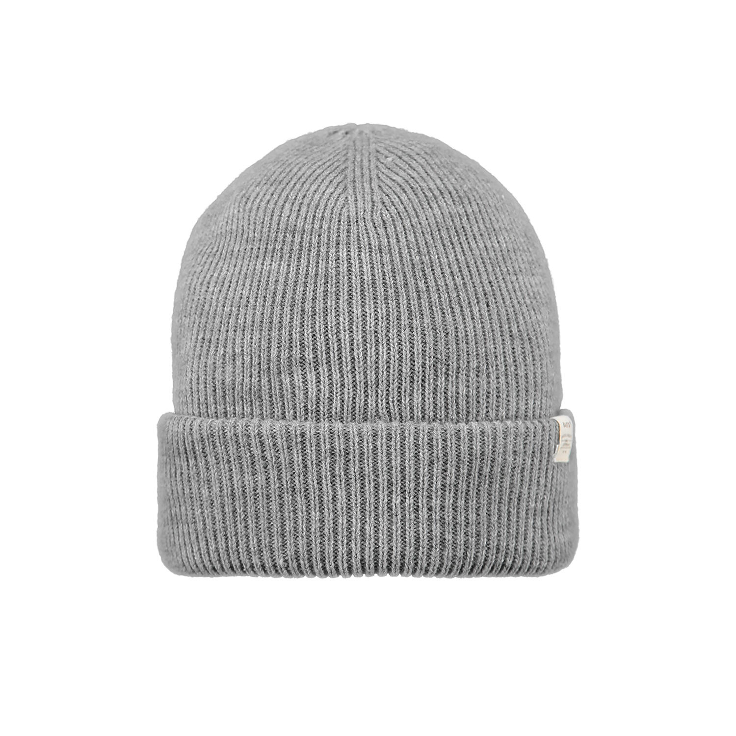 Gorro adulto cinza com cuff dobrada e textura tricotada kinabalu