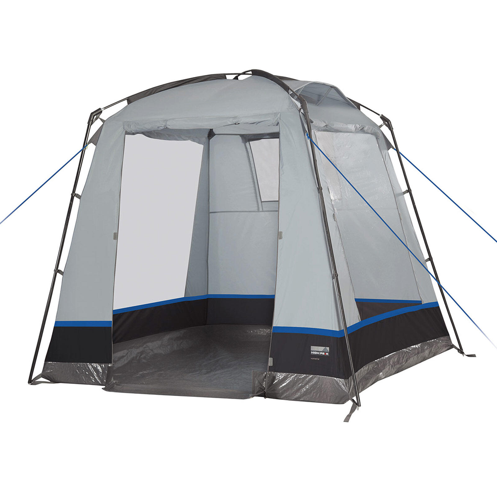 High Peak - Pavillon Veneto Tente De Stockage Cuisine Fête Jardin Familles Camping - Tente - Bleu|gris - 3 Places - Decathlon