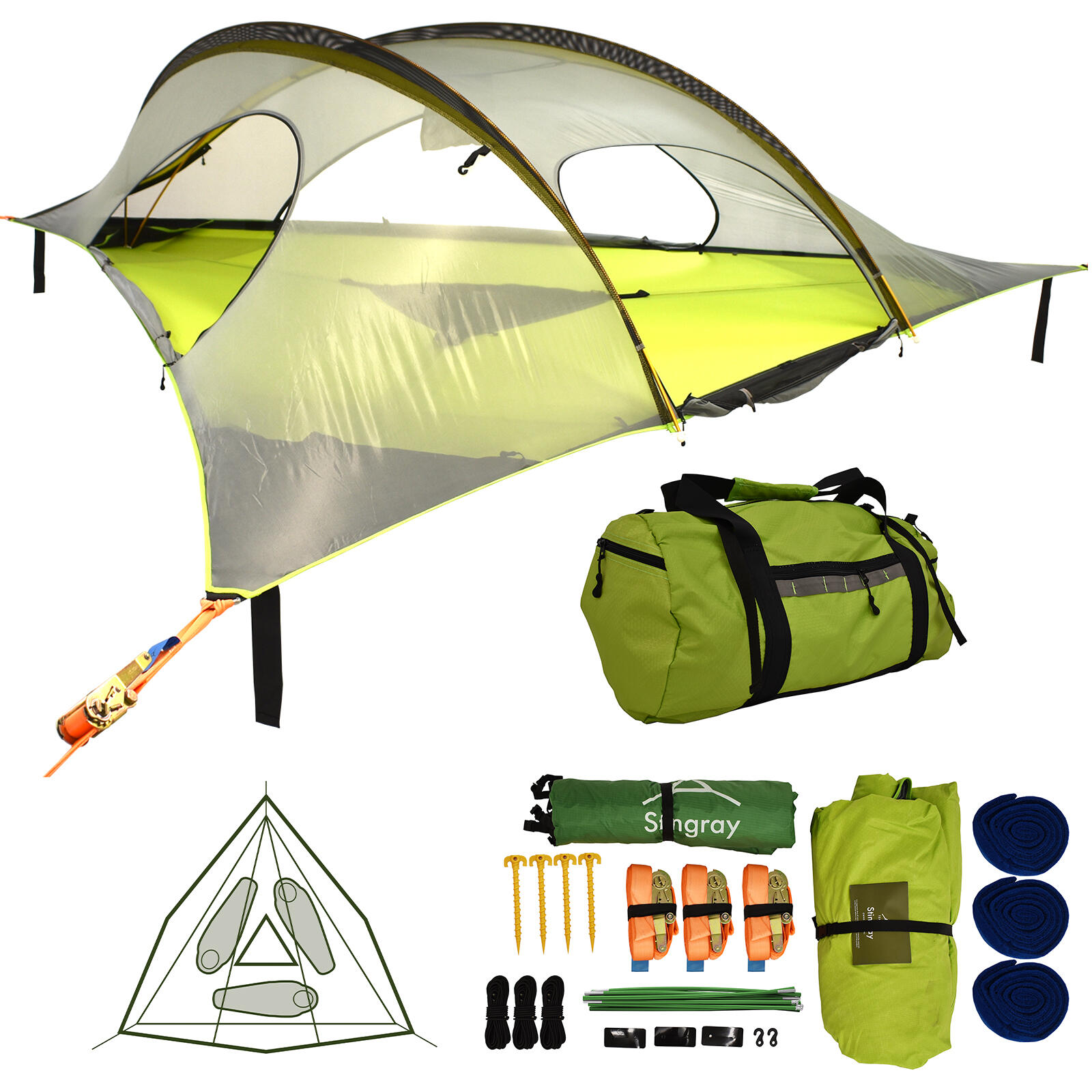 Tenda volante ad albero Stingray 3.0 Trekking 3 persone appesa materassino 2/7