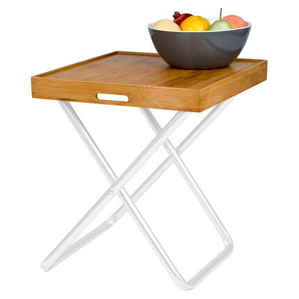 Plateau en bois 2en1 de service & table Petit déjeuner Poignée bambou