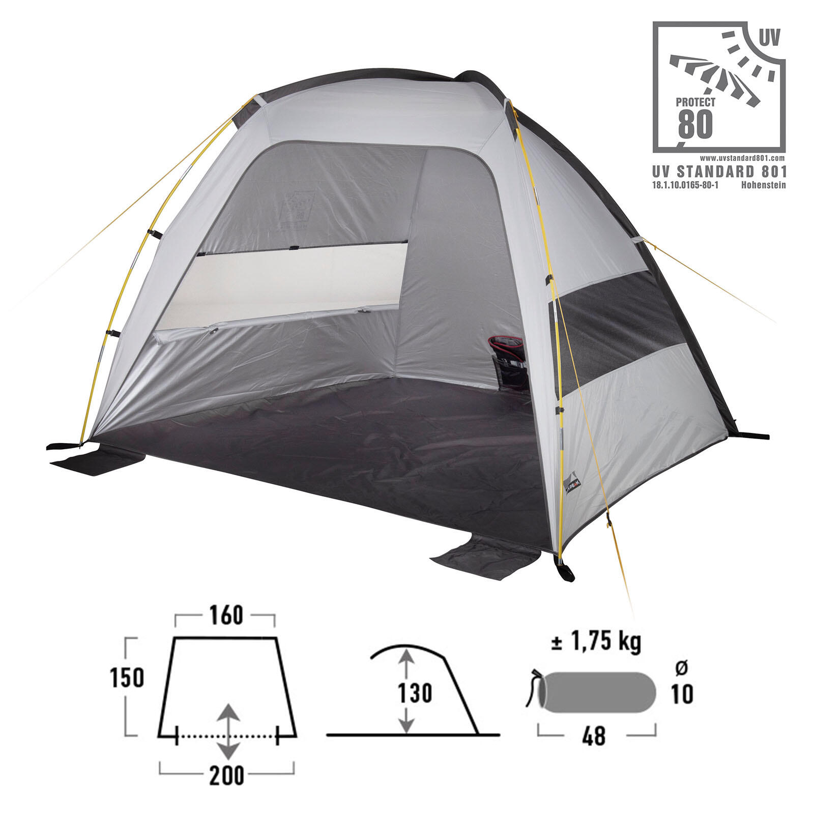 Tente de plage Rapid Beach 80 Vent Pluie Soleil UV Protection 2/5