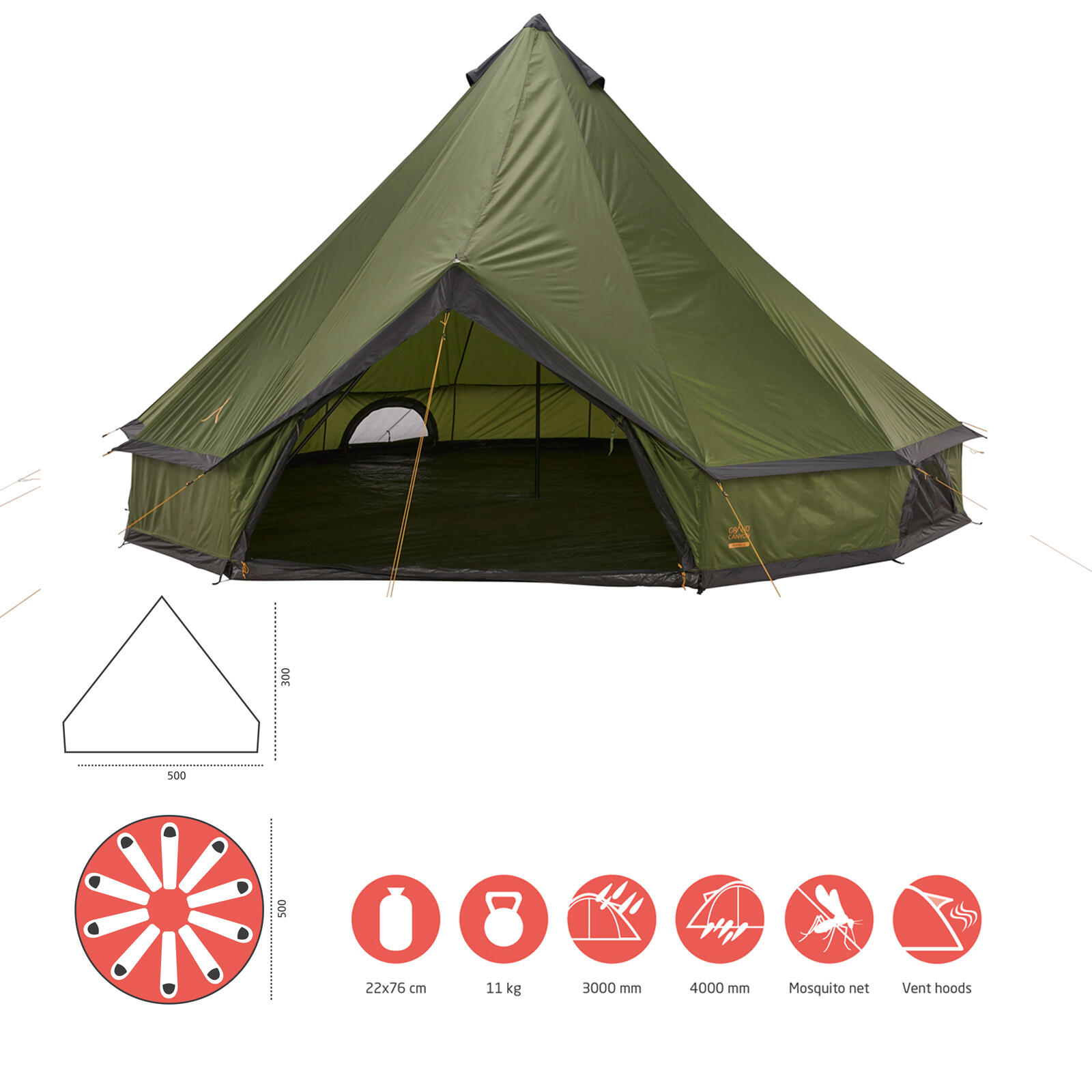 Indiana 8 Personen Rund Zelt Familien Gruppen Zelt Tipi Wigwam 2/7