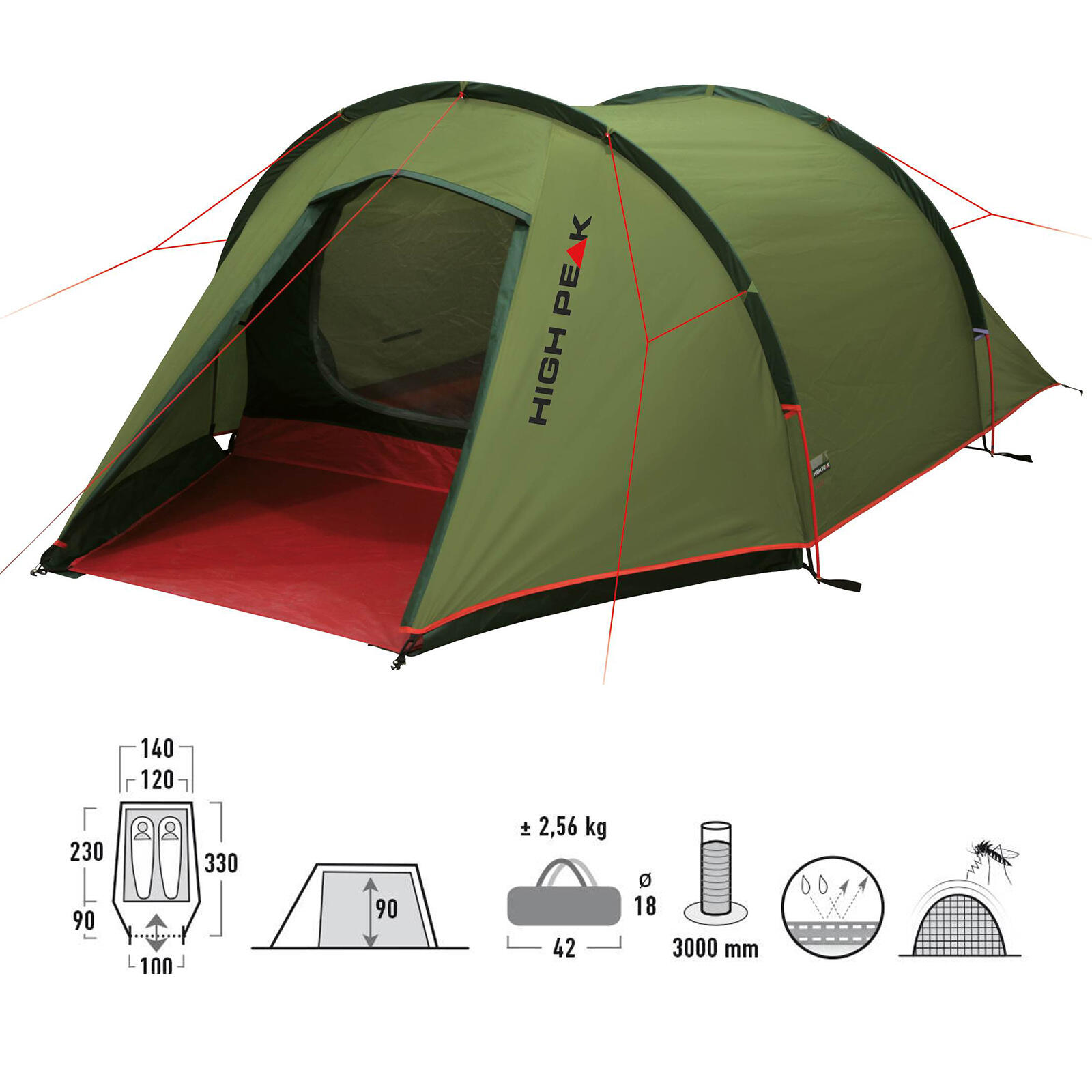 HIGH PEAK Kite 2 LW lekki namiot tunelowy