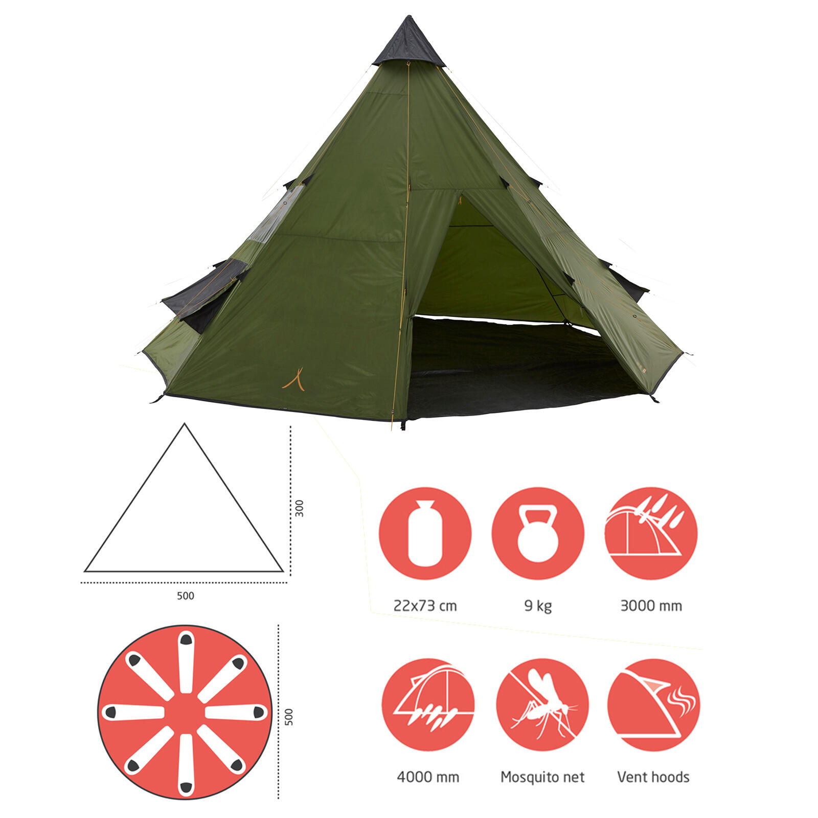 テント・タープ grand canyon black falls 8 Black Falls 8 Personnes Tepee Tente Familiale Groupe Tipi