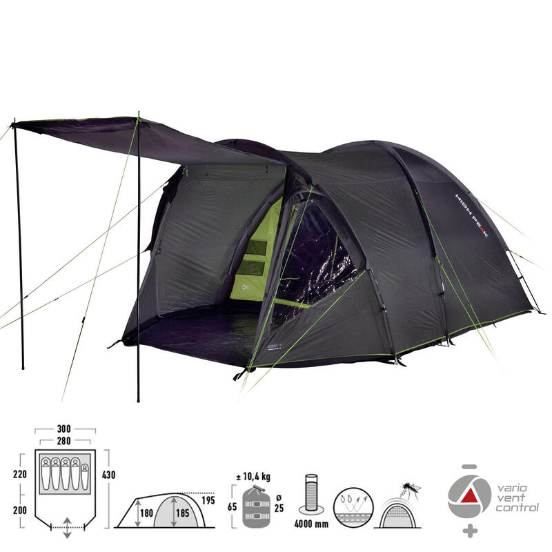Kuppelzelt Samos 5 Familienzelt 5 Personen Camping Zelt Groß Vorraum