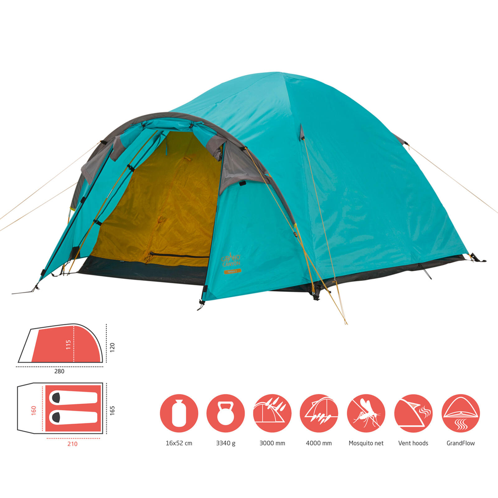 Tenda Igloo Topeka 2 persone a cupola trekking Campeggio luce vestibolo 2/7