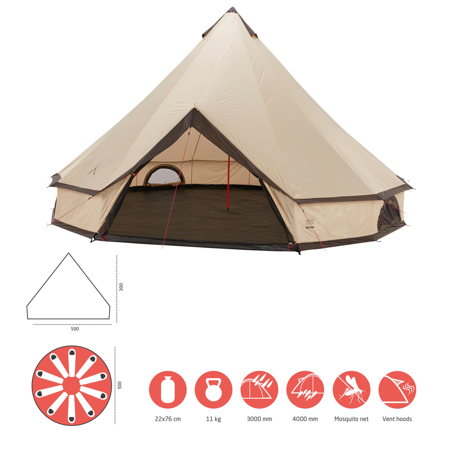 Indiana 8 Personen Rund Zelt Familien Gruppen Zelt Tipi Wigwam 2/7