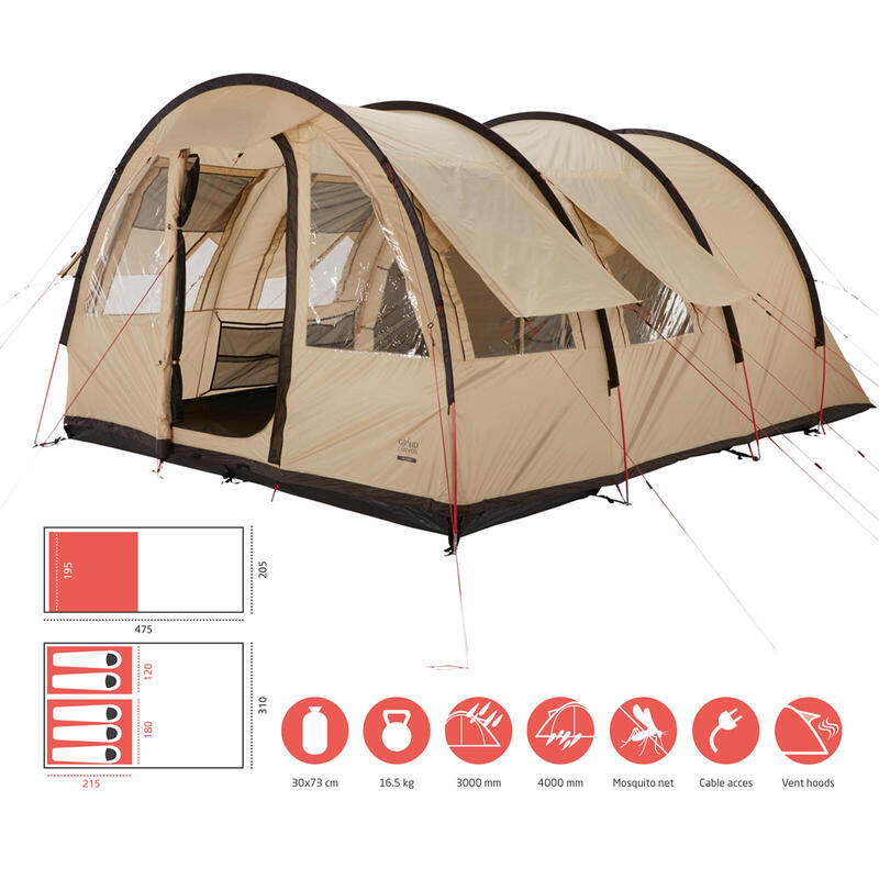 Tente tunnel Helena 5 personnes de groupe familiale Camping Vorraum