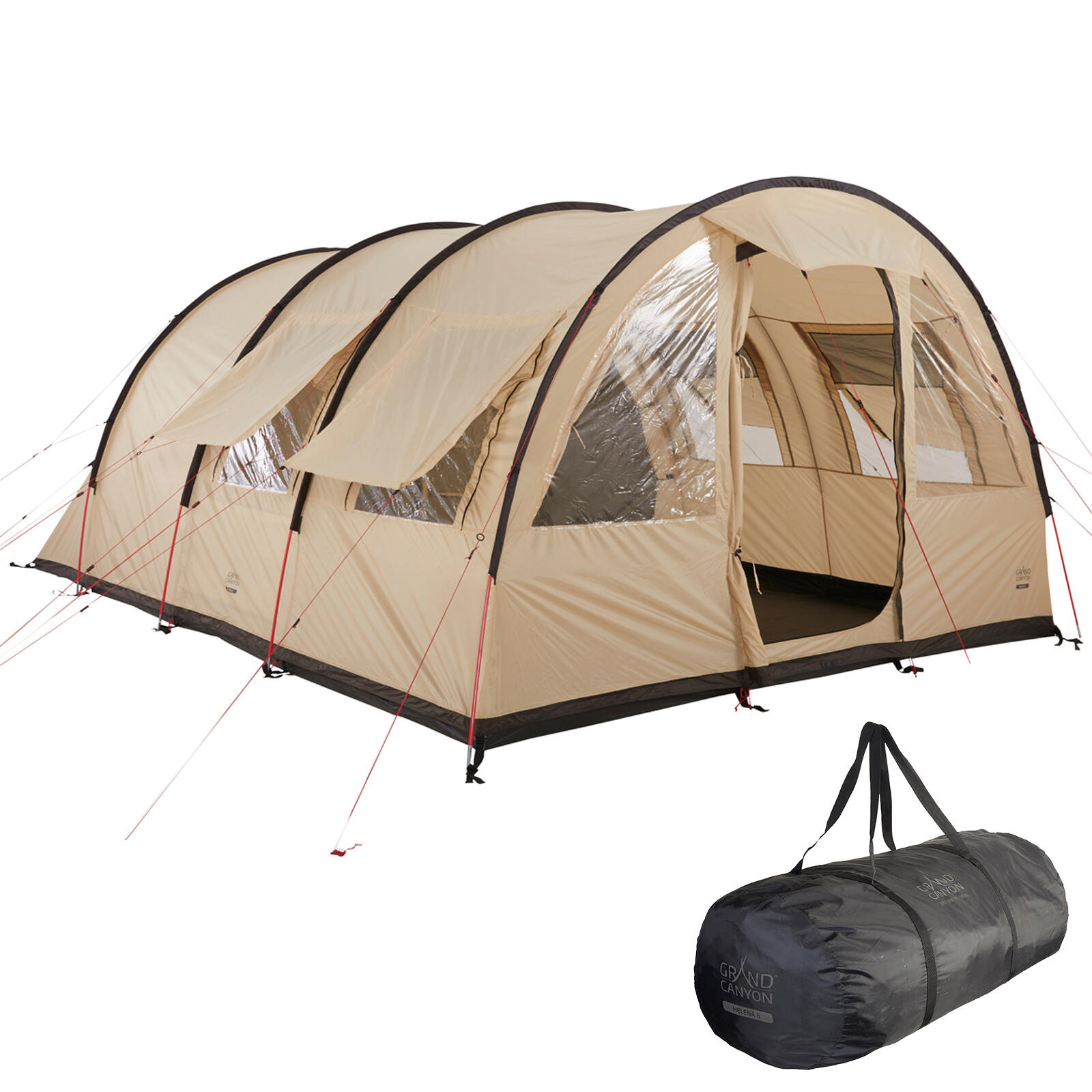 Grand Canyon - Tente Tunnel Helena 6 Personnes De Groupe Familiale Camping Vorraum - Tente - Beige - 6 Places - Decathlon