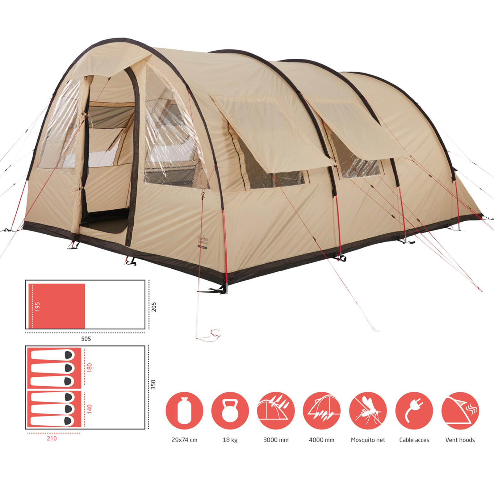 Tente tunnel Helena 6 personnes de groupe familiale Camping Vorraum 2/7