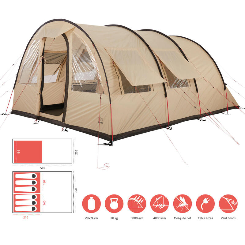 Tente tunnel Helena 6 personnes de groupe familiale Camping Vorraum