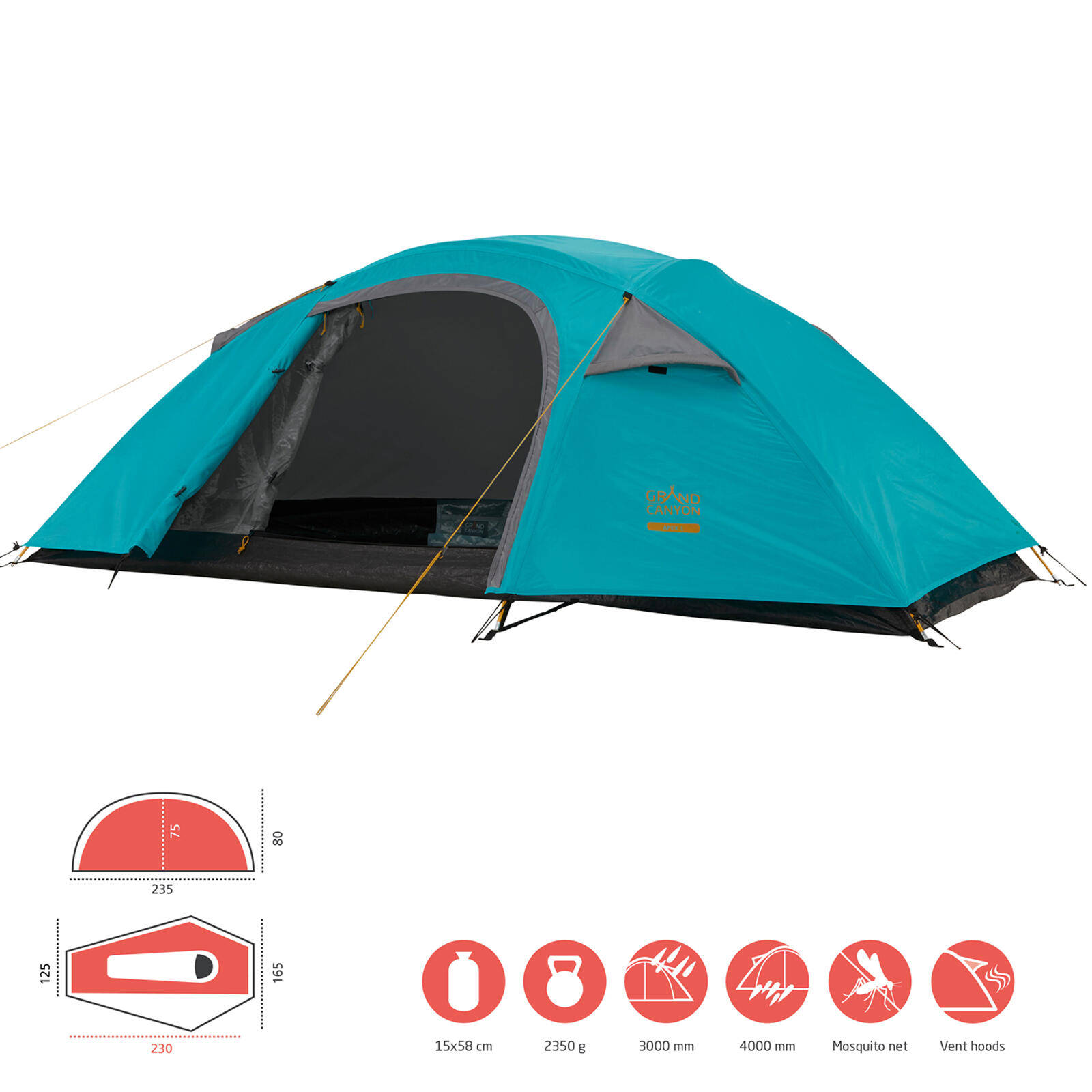 Tente de trekking Apex 1 personne géodésique monoplace homme 2,3 kg légère 2/7