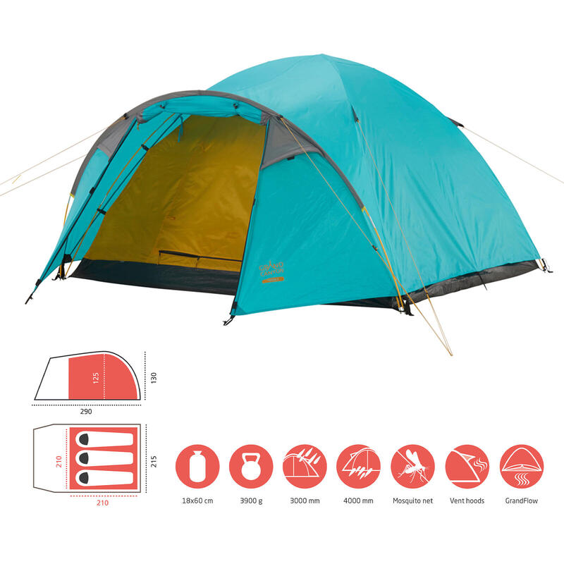 Iglo tent Topeka 3 persoons koepel trekking camping licht vestibule