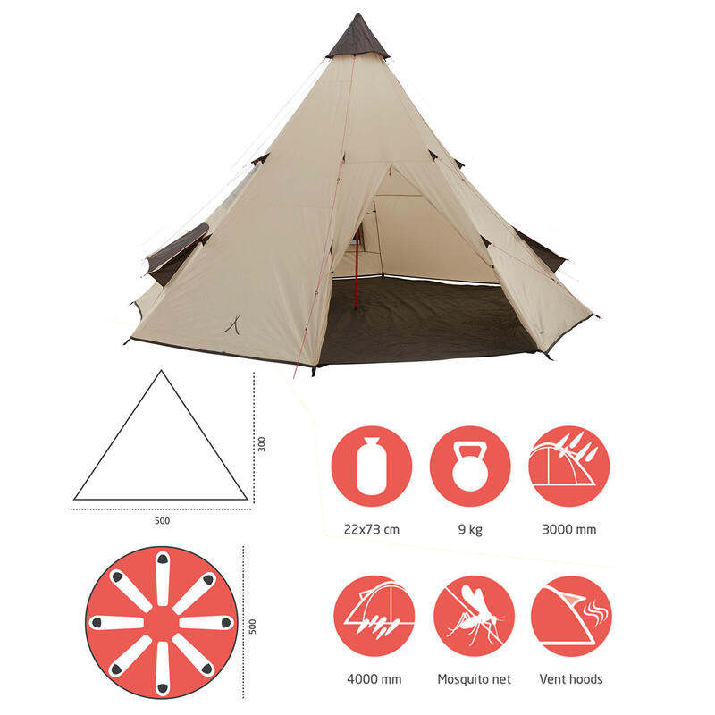 Black Falls 8 Personnes Tepee Tente Familiale Groupe Tipi