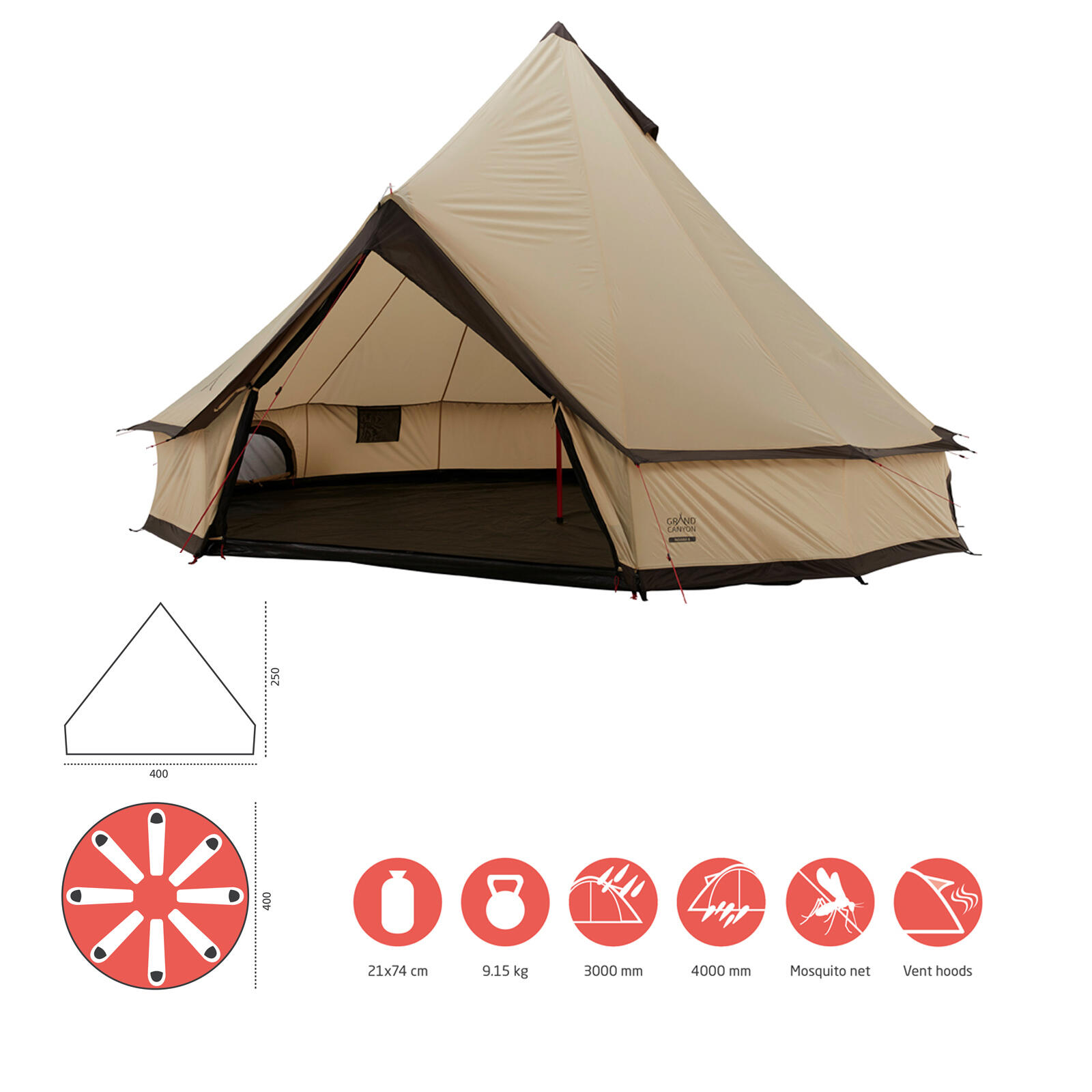 Indiana 8 Personnes Ronde Tente Familles Groupes Tipi Wigwam 2/7