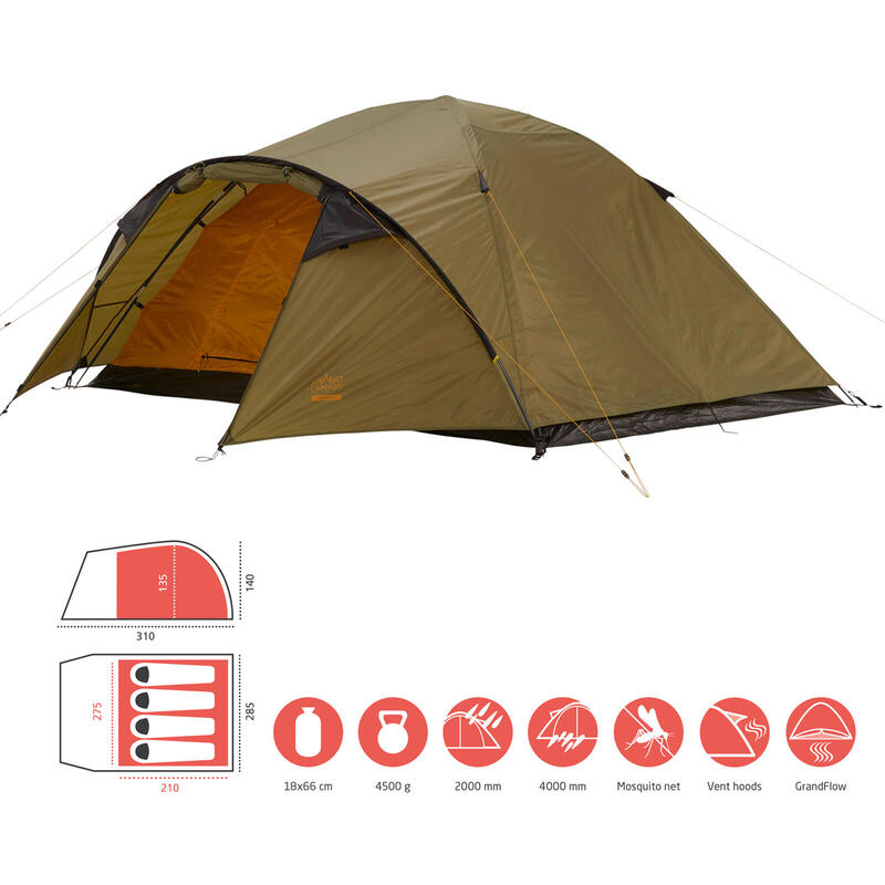 Iglo tent Topeka 4 persoons koepel trekking camping licht vestibule