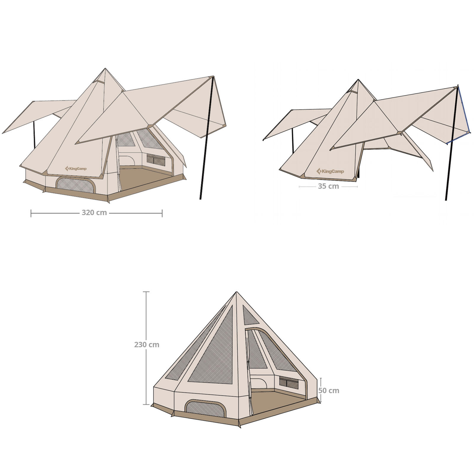 Tenda Tipi Gengis 320 da Campeggio 2 persone Piramide Tepee Leggera 2/7