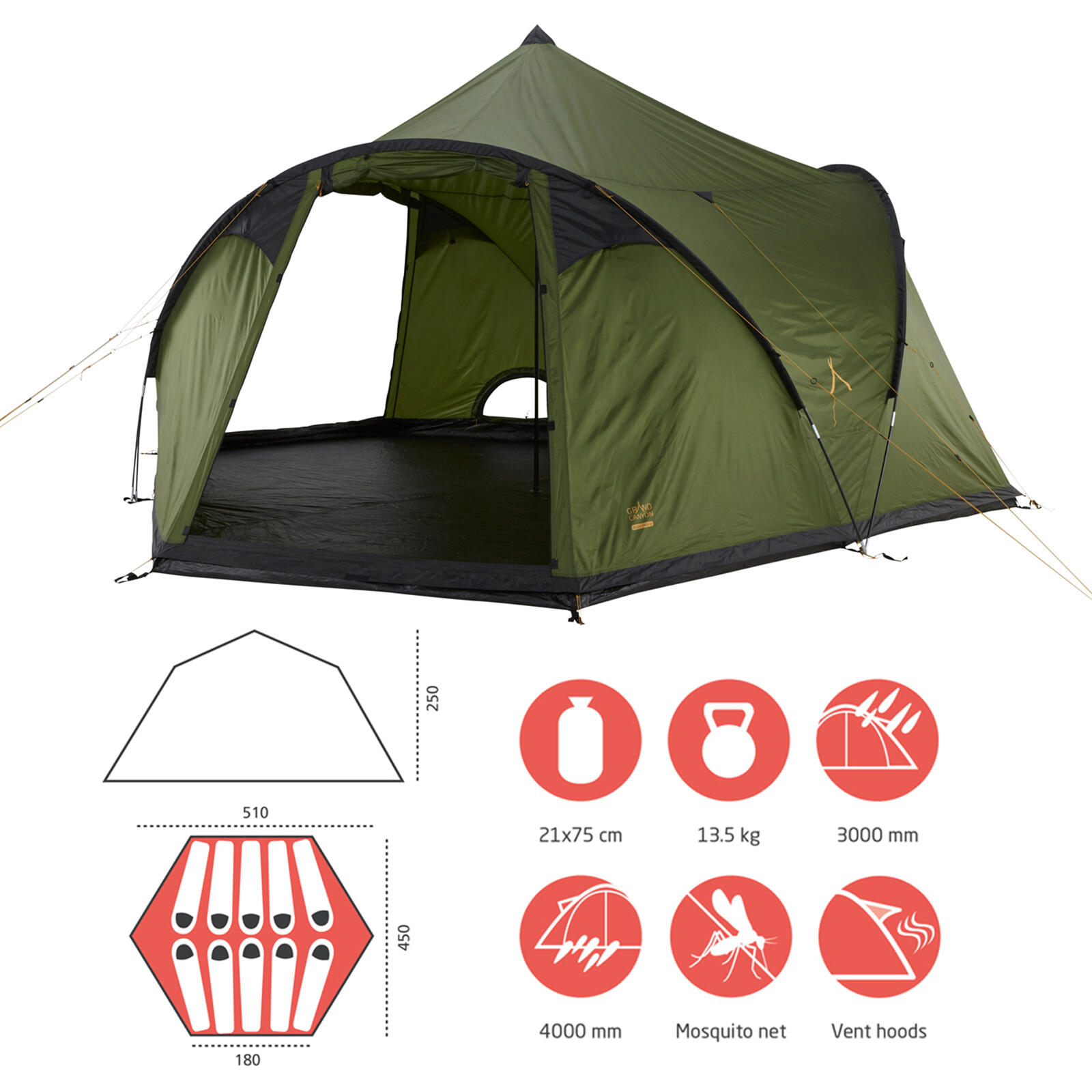 Black Falls 8 Persone Tenda Tepee per gruppi familiari Tipi 2/7