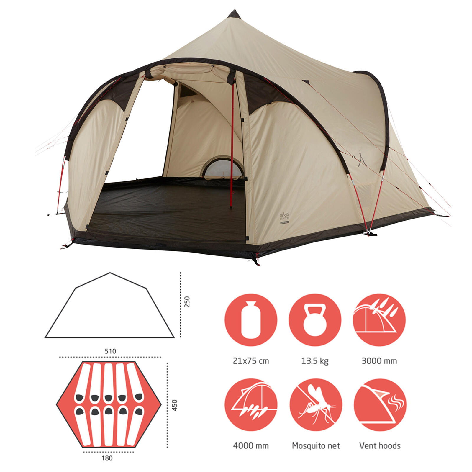 Black Falls 8 Persone Tenda Tepee per gruppi familiari Tipi 2/7