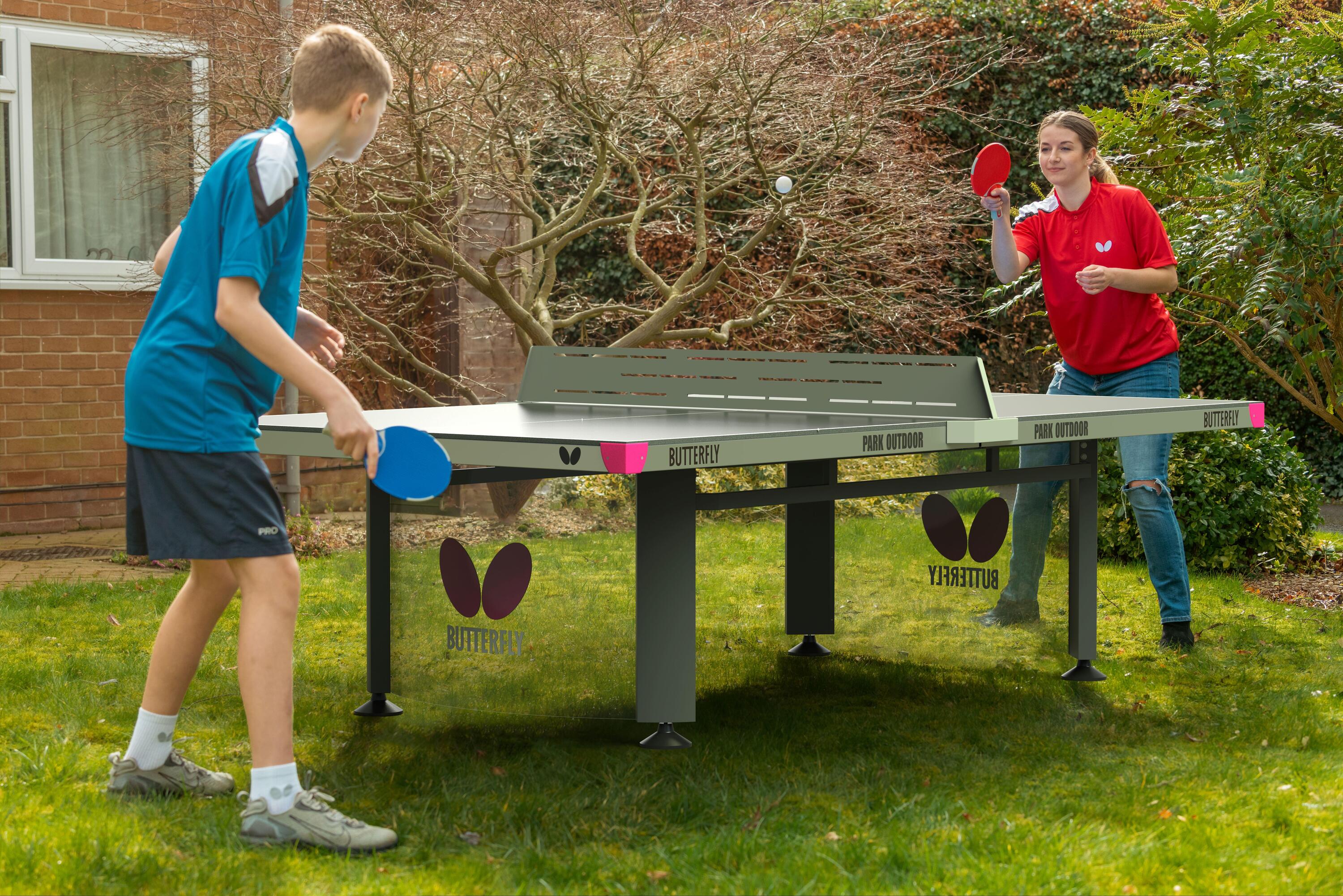 Butterfly Park Outdoor Table Tennis Table - Grey 3/4