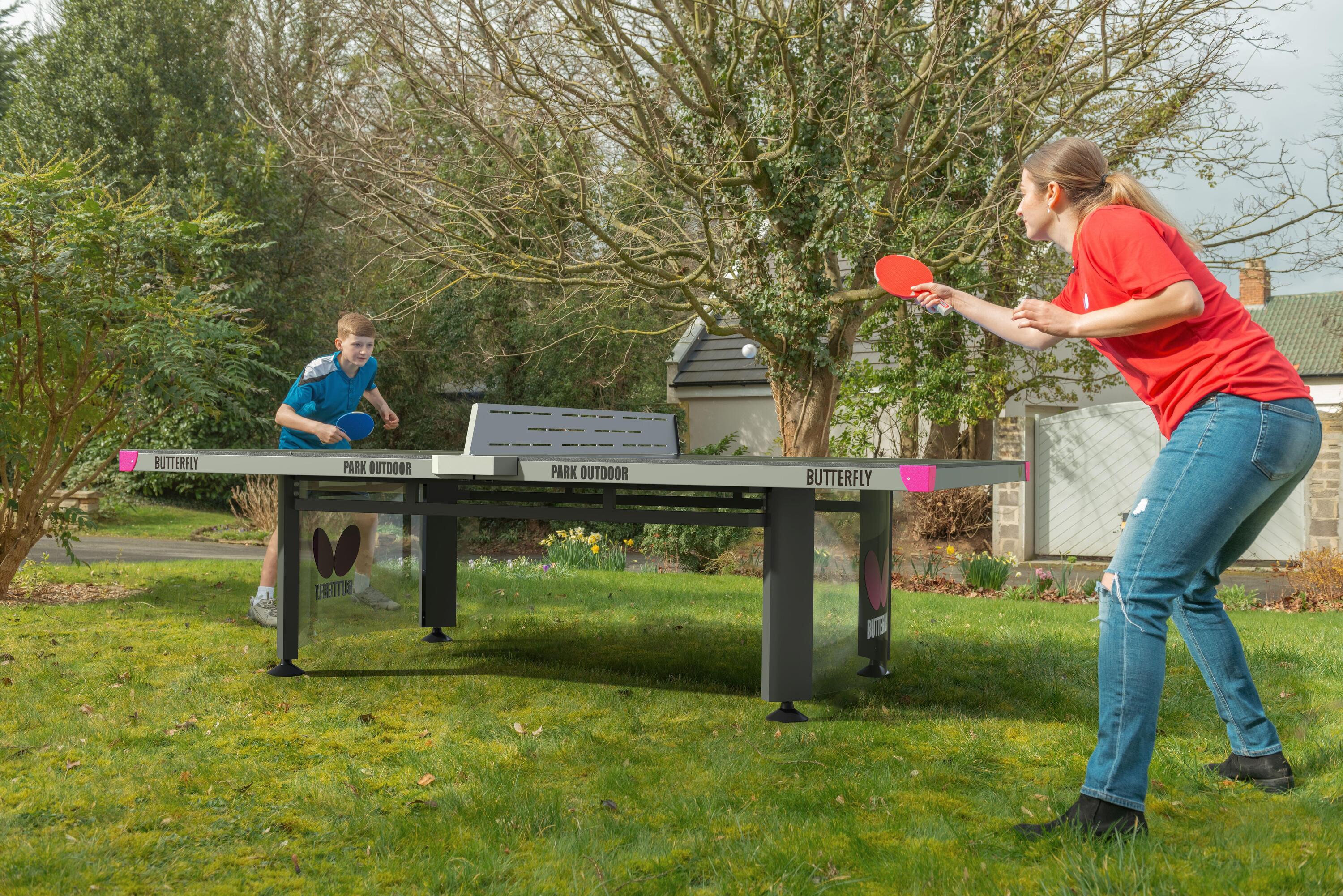 Butterfly Park Outdoor Table Tennis Table - Blue 5/6