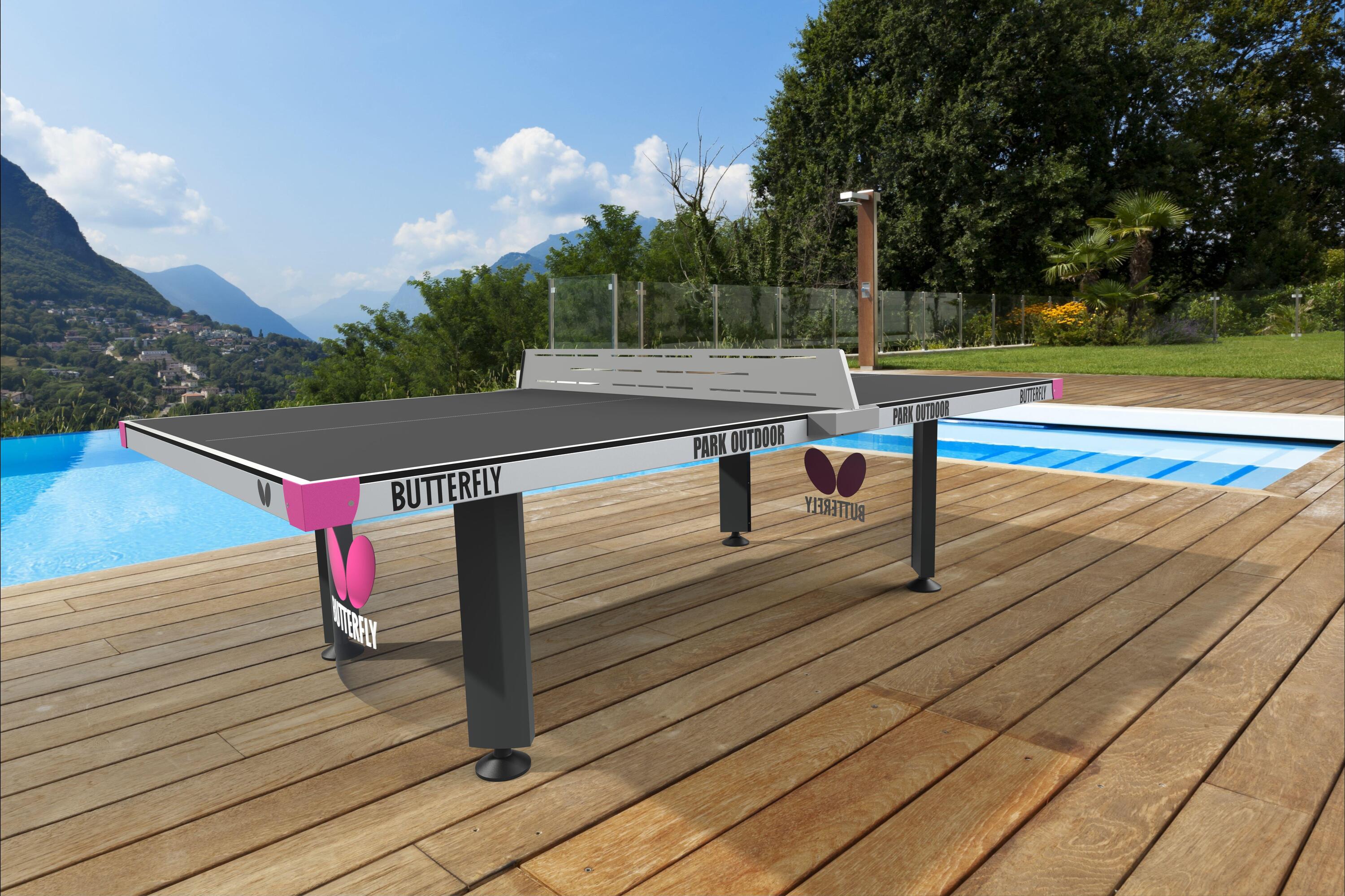 Butterfly Park Outdoor Table Tennis Table - Grey 2/4