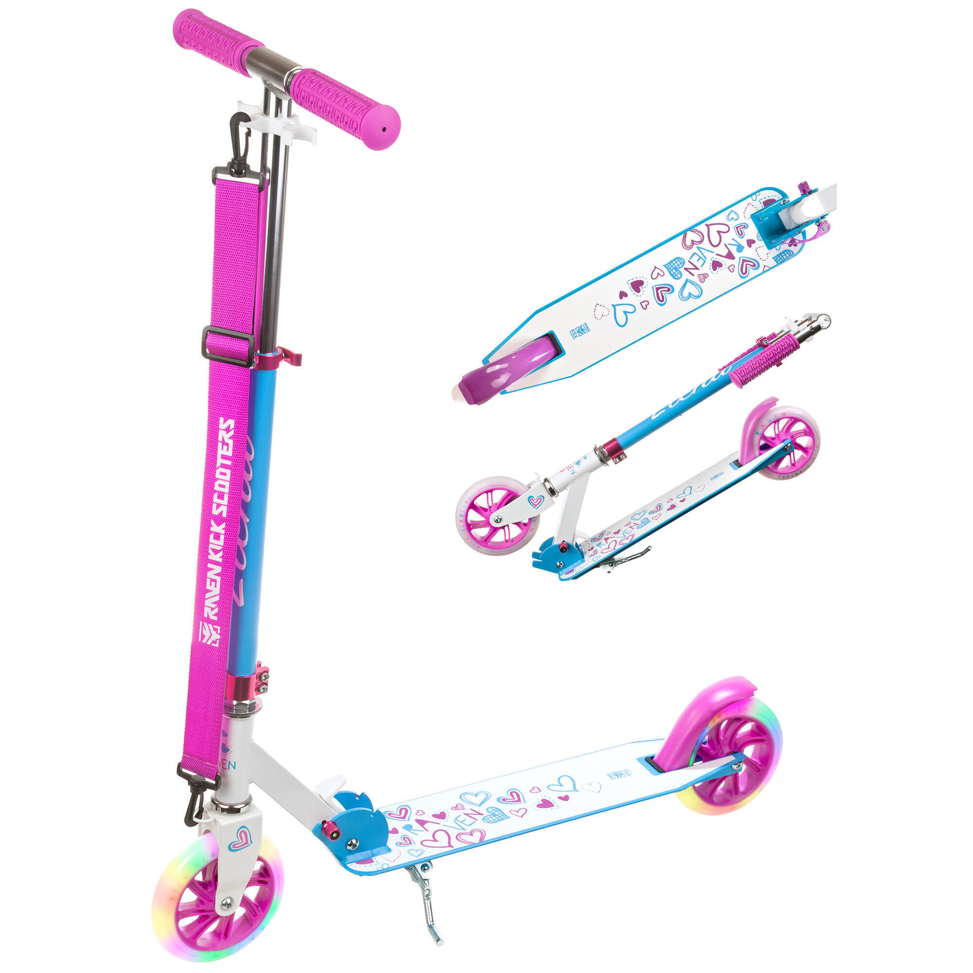 RAVEN Skládací koloběžka Raven Elena white 145mm svítící LED kolečka