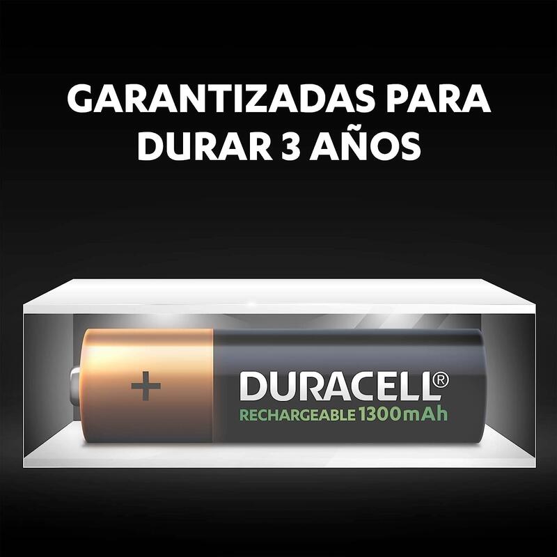 Paquete de Baterías Recargables Duracell, con 4 Baterías AAA.