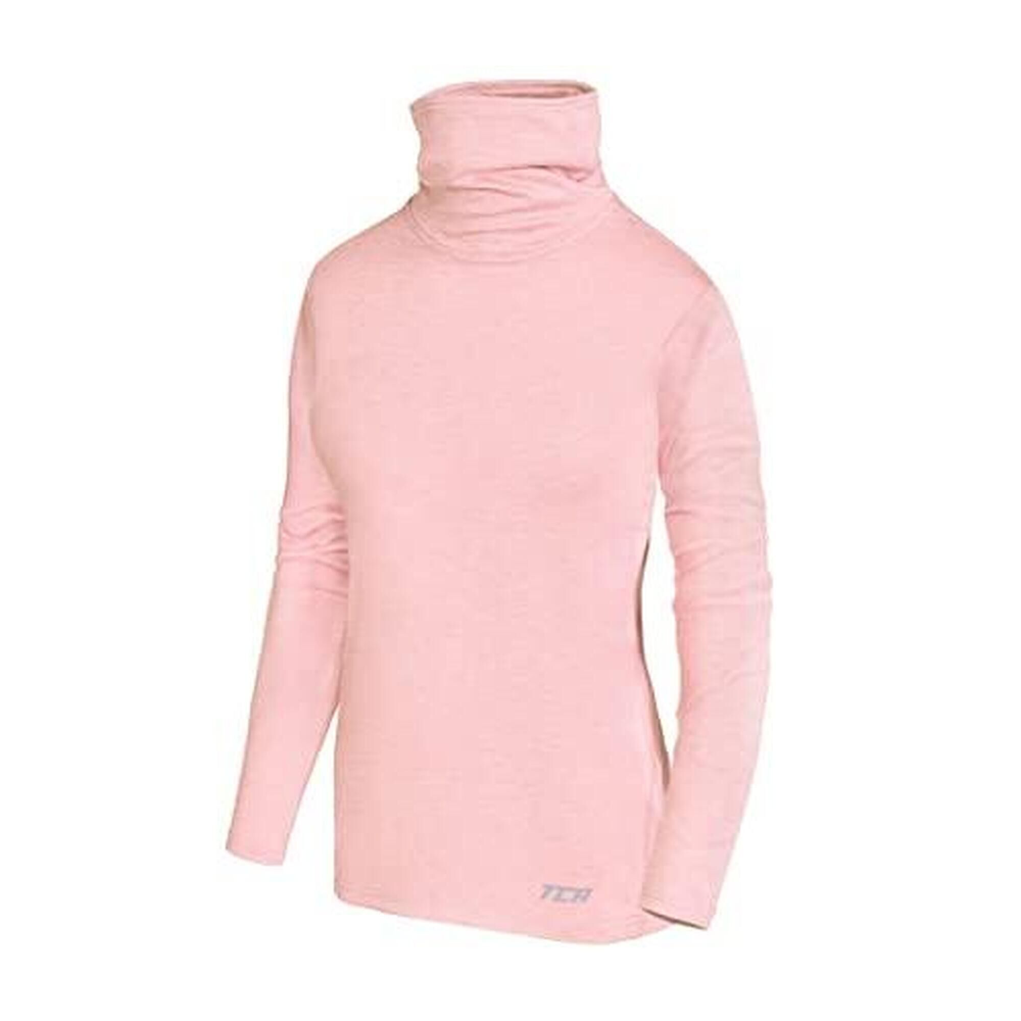 TCA Girls' Thermal Funnel Neck Top - Silver Pink Marl