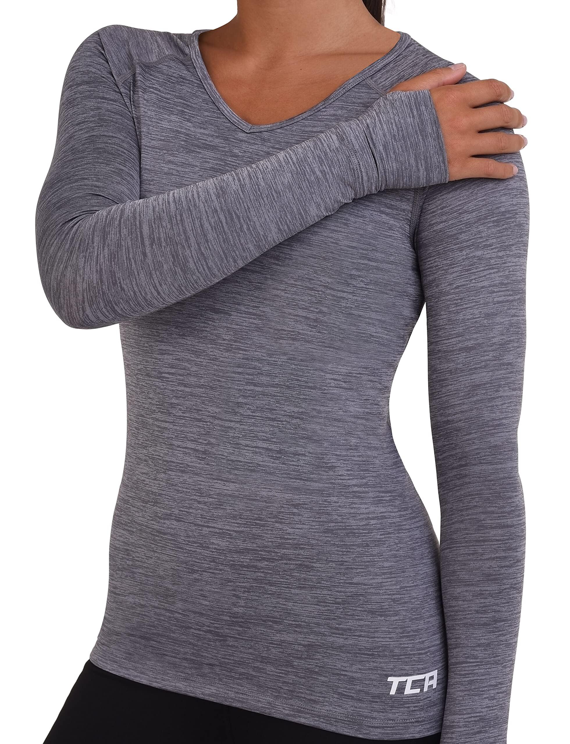 Women’s Elle Long Sleeve V Neck Top - Quiet Shade Marl 4/5