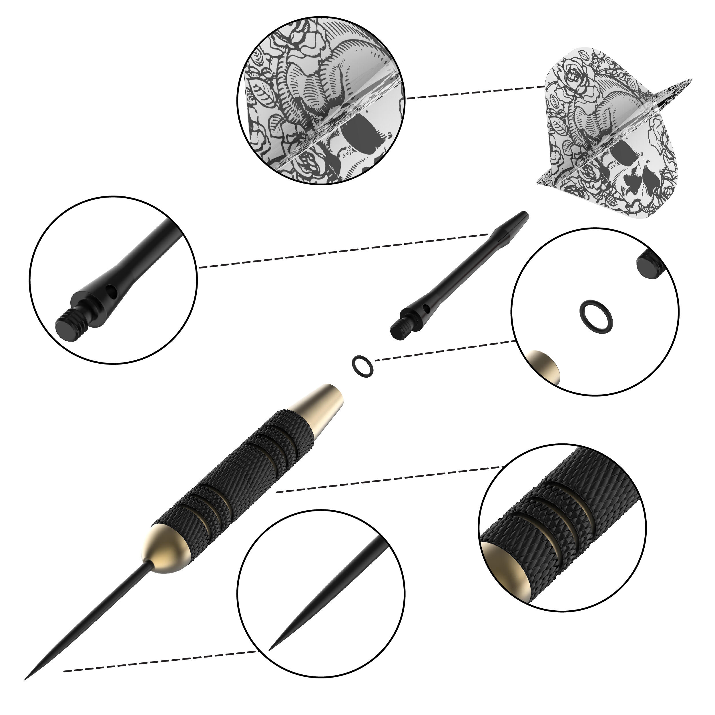 Dartpijlen - 23&24 Gram Darts - Brass Dartspijlen Set - 6 Steeltip Dartpijltjes 3/7