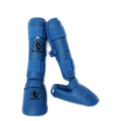 Protège-tibias & pieds de karaté FFK bleus