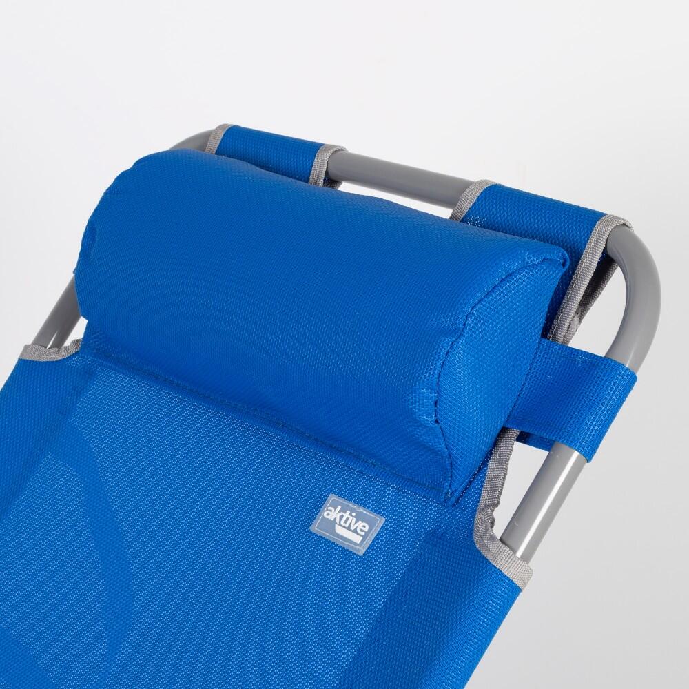 Chaise longue de camping pliante multipositions bleue avec coussin Aktive 7/7