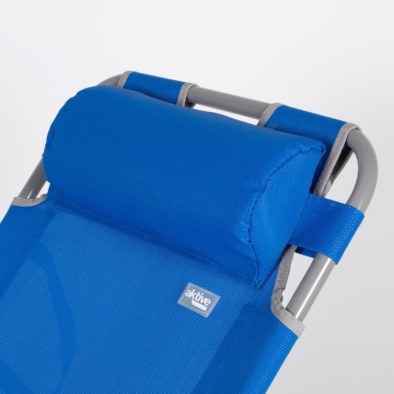 Espreguiçadeira de camping dobrável na cor azul multiposições Aktive